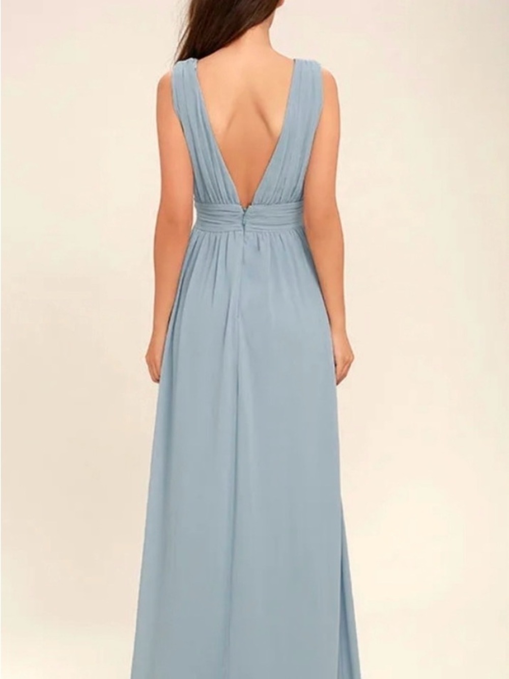 Lulu’s Elegant Light Blue V-Neck Maxi Dress with Side Slit - Picture 2 of 9